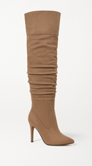 Elan Over Knee High Heel Boots - Taupe
