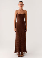Promise Me Lace Maxi Dress - Chocolate