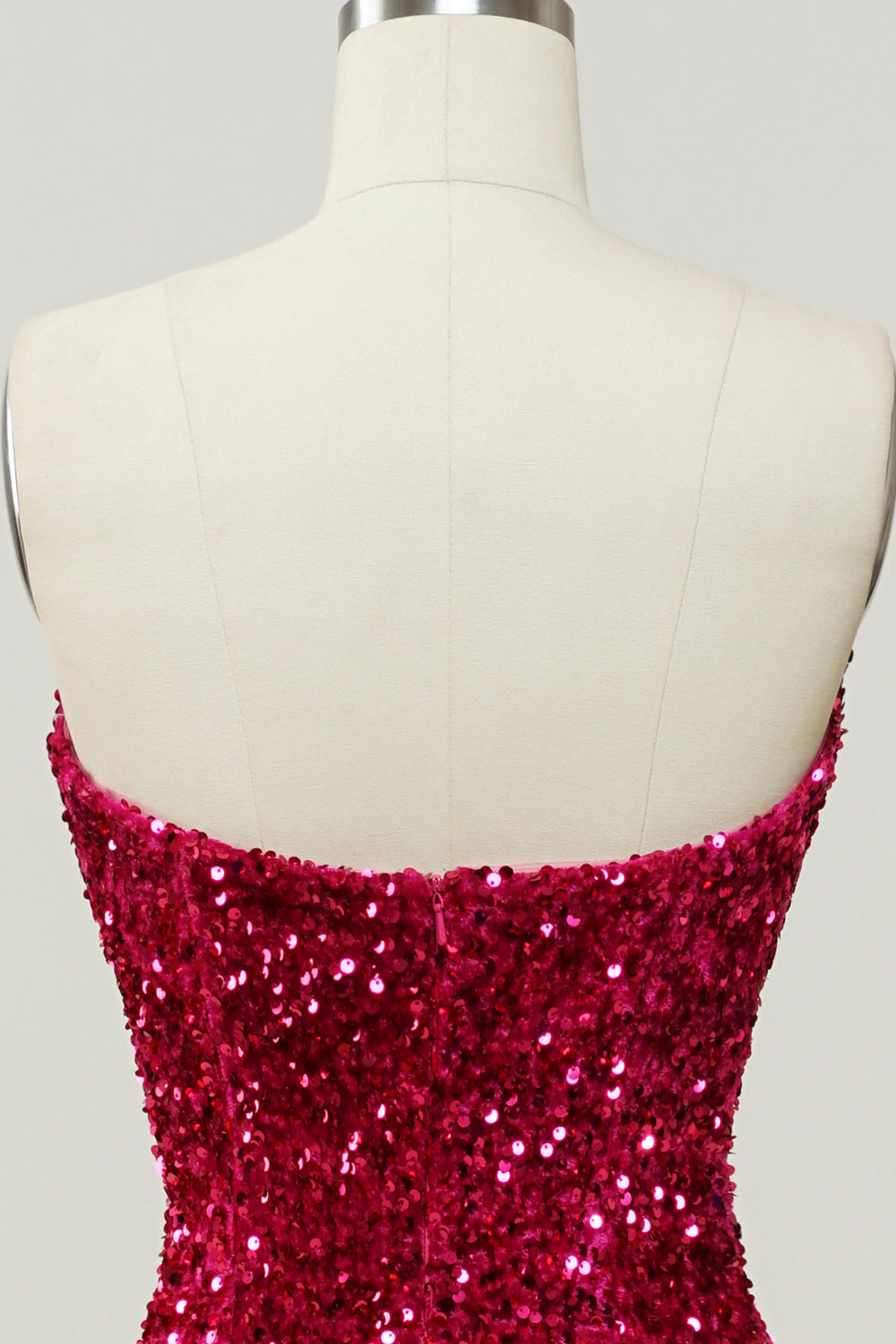 Fuchsia Sequin Strapless Mermaid Long Formal Dress