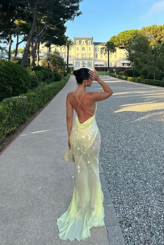 Anna – Sleeveless maxi dress with deep V-neck