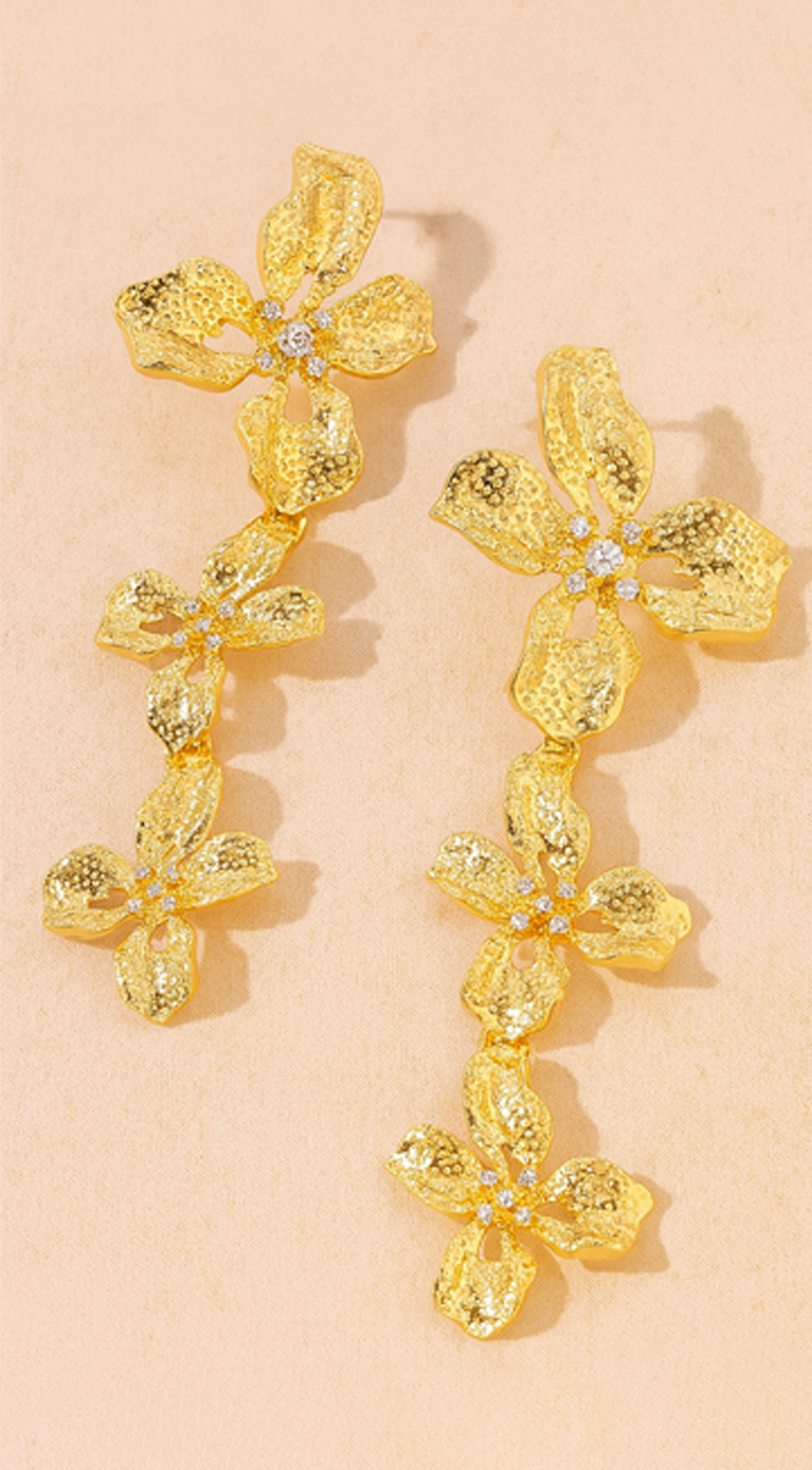 Taya Flower Metal Earrings - Gold