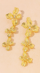 Taya Flower Metal Earrings - Gold