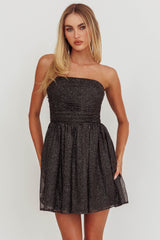 Guilty Pleasure Strapless Glitter Mini Dress Black