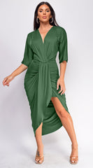 Zelia Venetian Midi Dress - Green