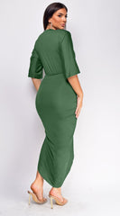 Zelia Venetian Midi Dress - Green