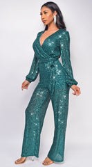 Zaneta Green Sequin Jumpsuit