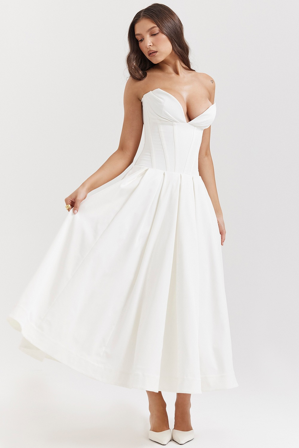 Livette - Strapless Corset Midi Dress