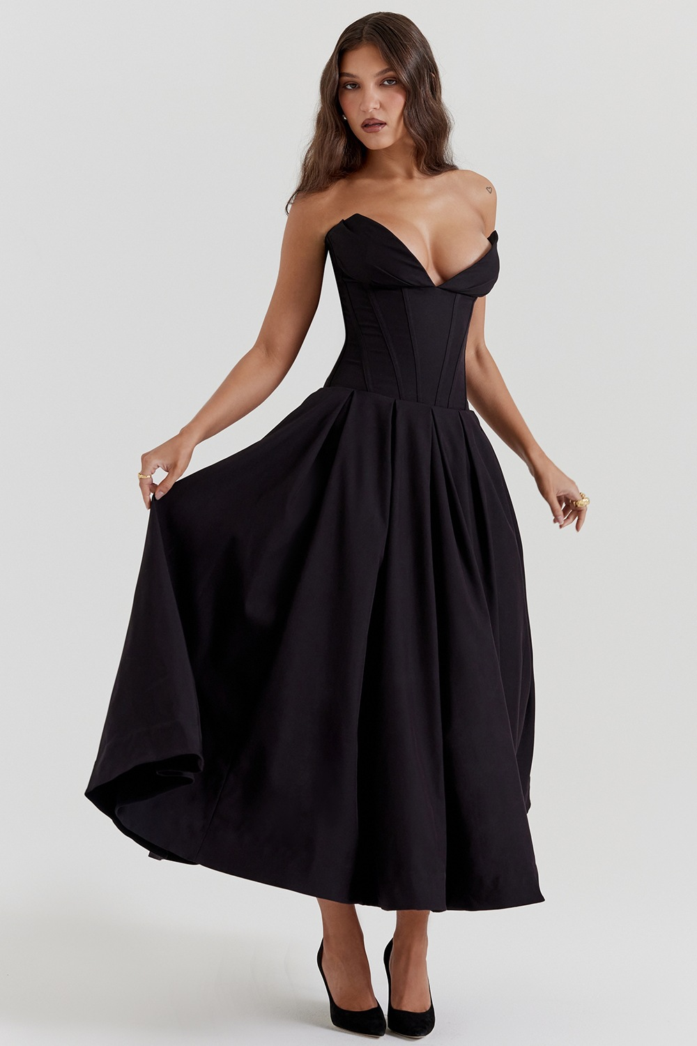 Livette - Strapless Corset Midi Dress
