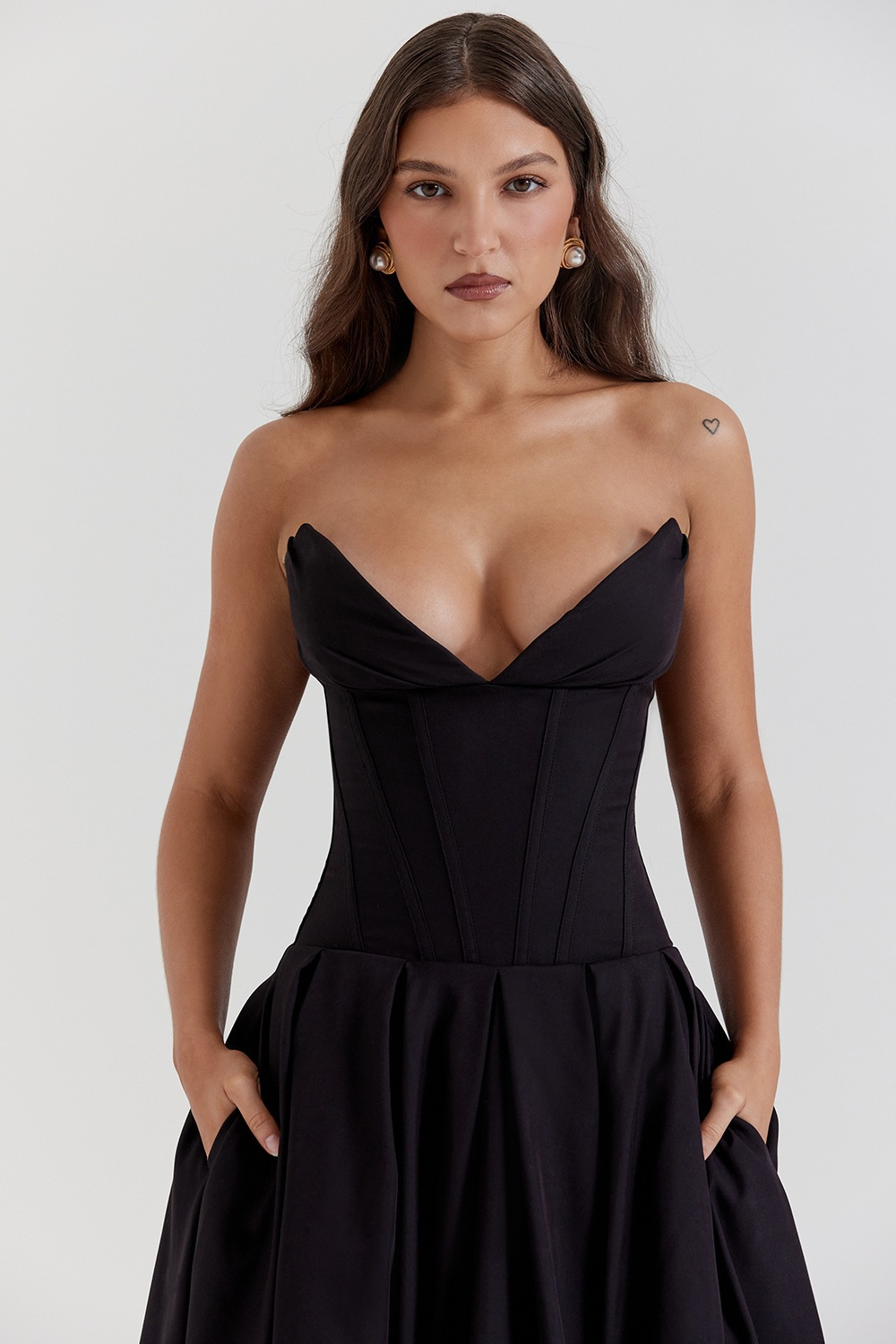 Livette - Strapless Corset Midi Dress