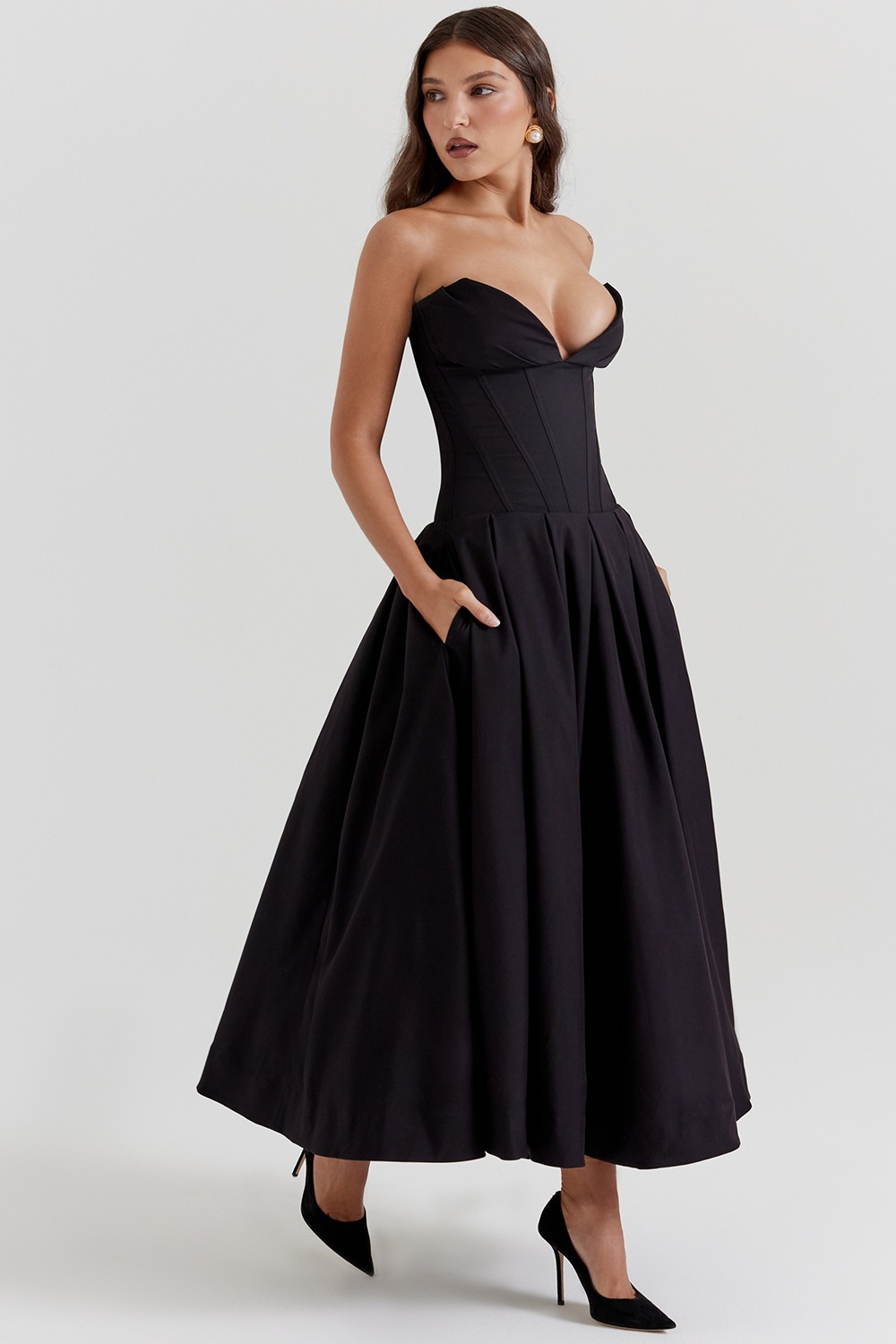 Livette - Strapless Corset Midi Dress