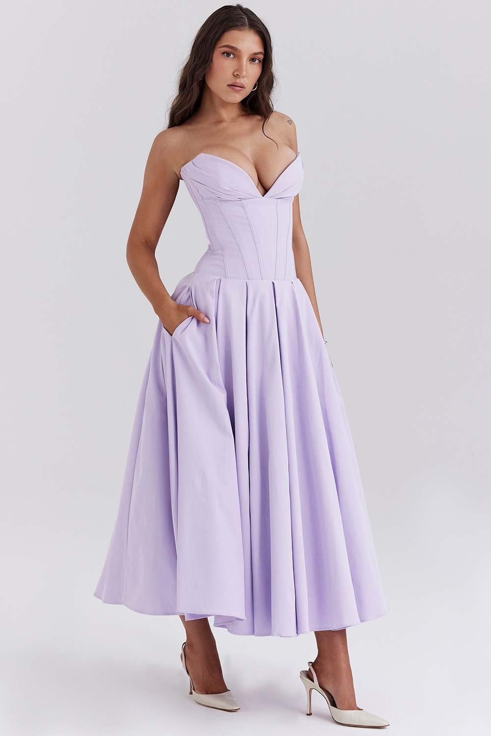Livette - Strapless Corset Midi Dress