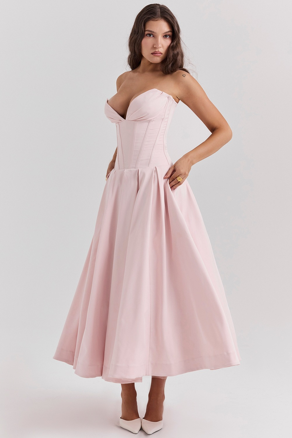 Livette - Strapless Corset Midi Dress