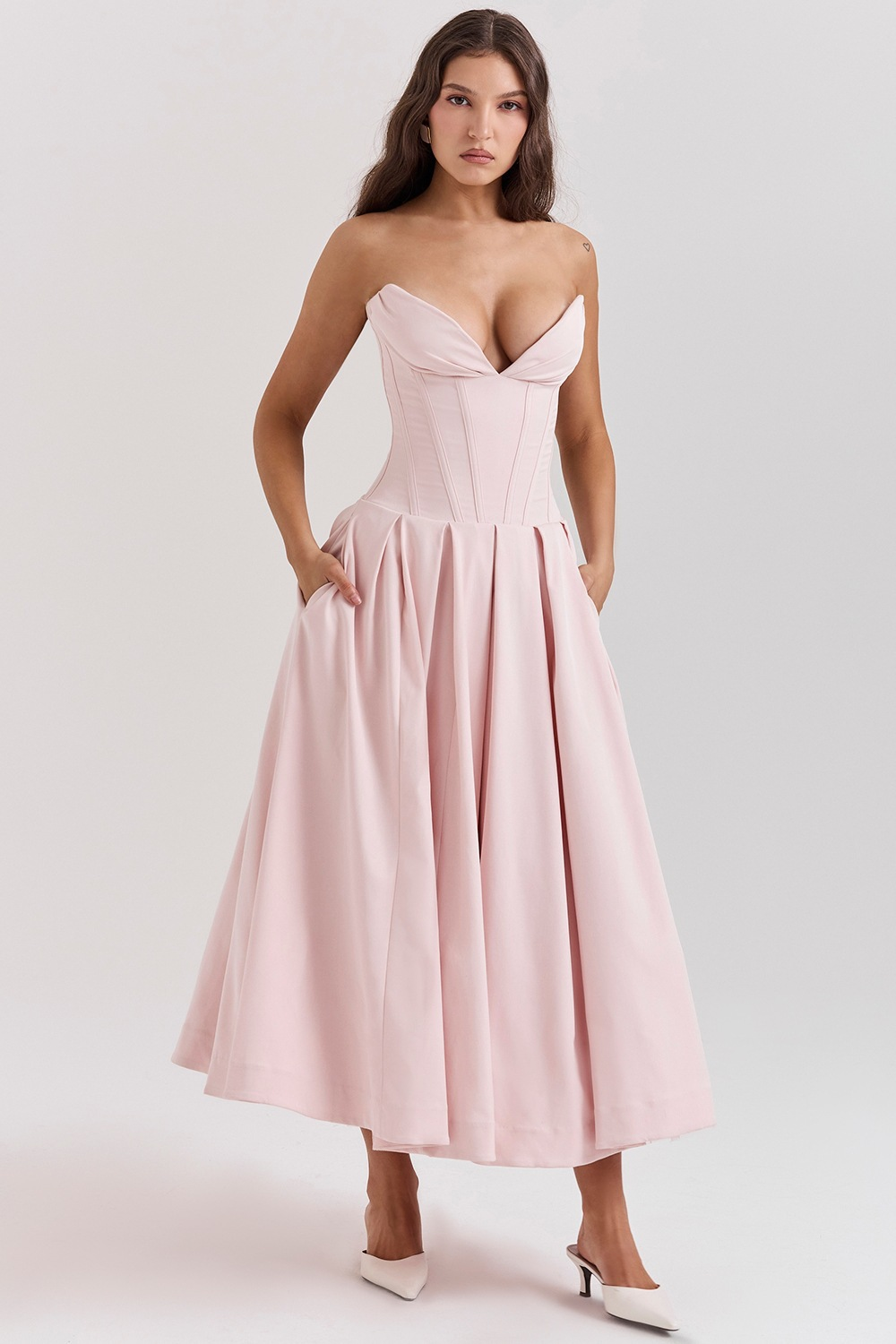 Livette - Strapless Corset Midi Dress