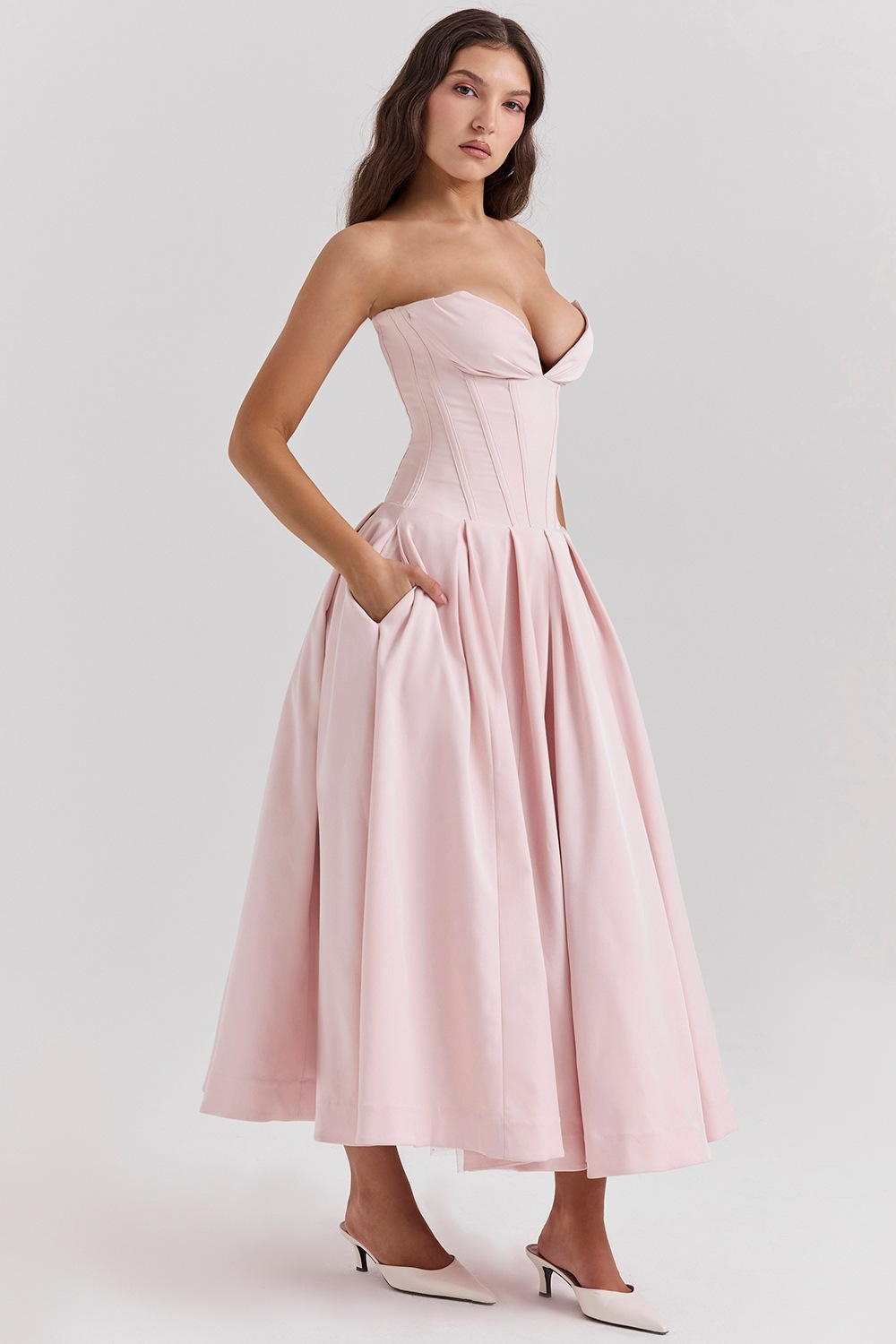 Livette - Strapless Corset Midi Dress