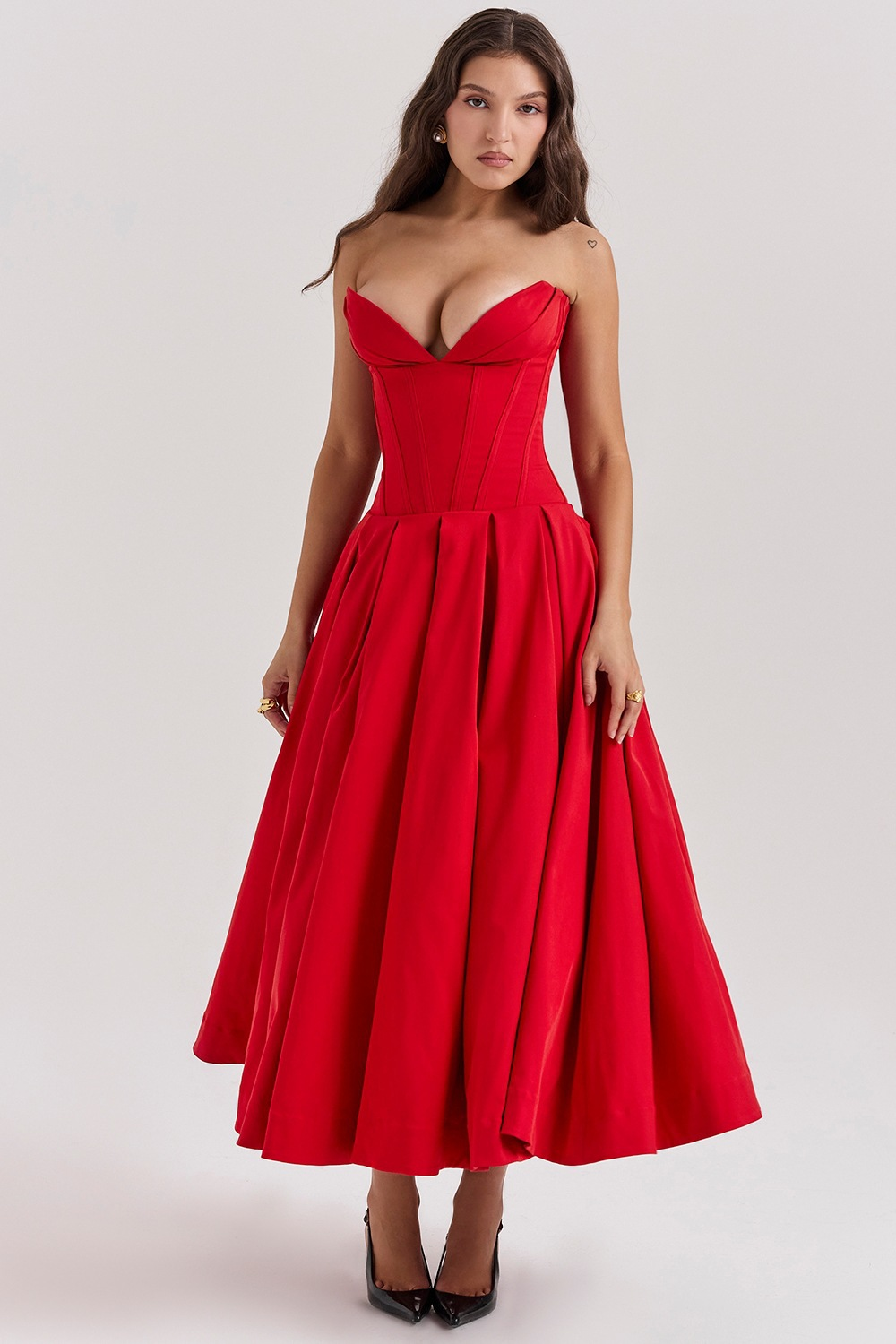 Livette - Strapless Corset Midi Dress