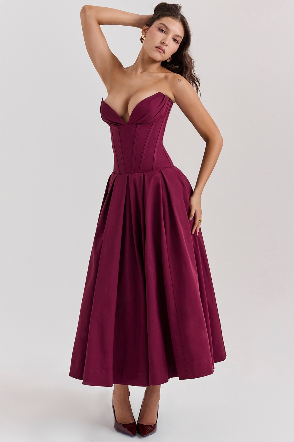 Livette - Strapless Corset Midi Dress