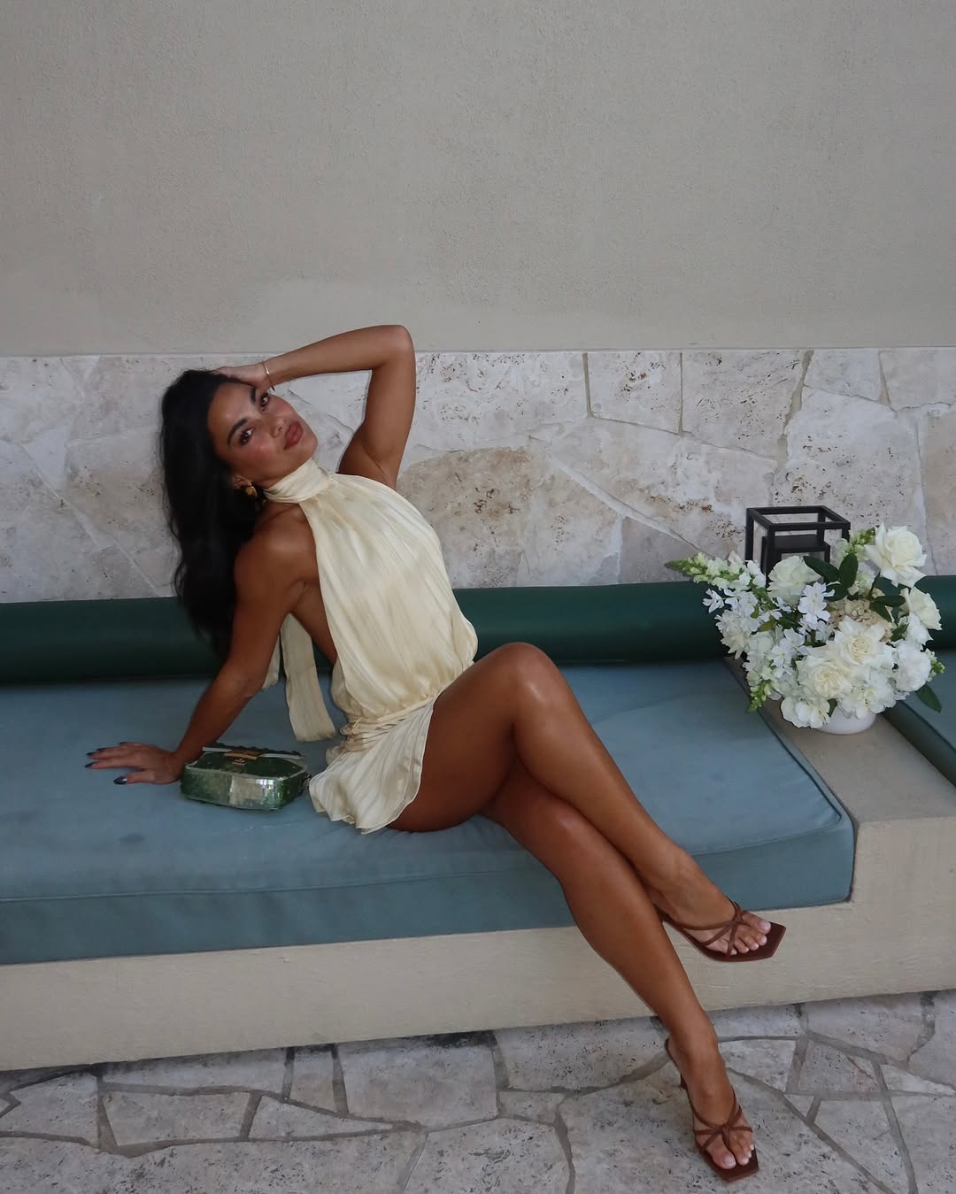 Alinea – Lace Halter Mini Dress with Open Back