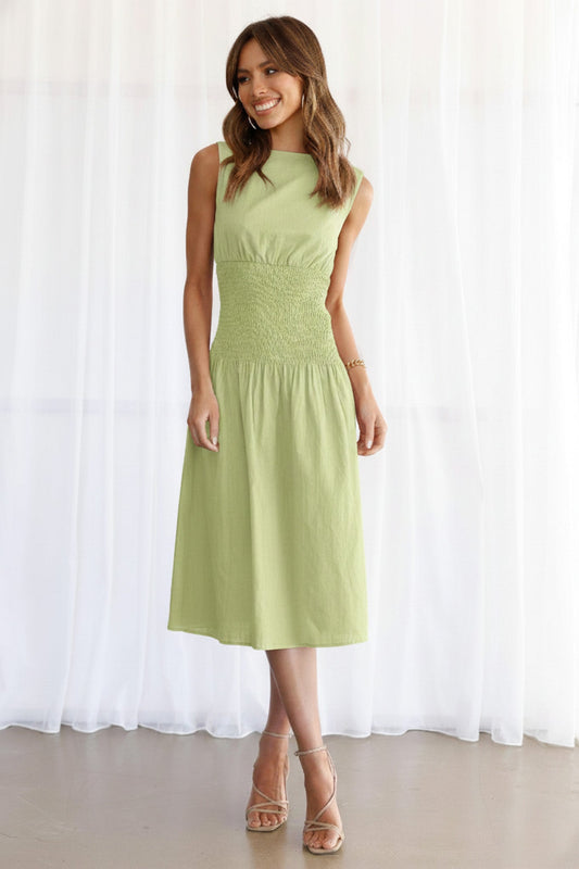 Emory Linen Dress - Lime