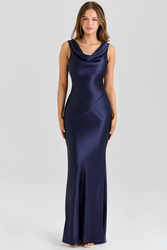 Livette - Draped Cowl Neck Maxi Dress
