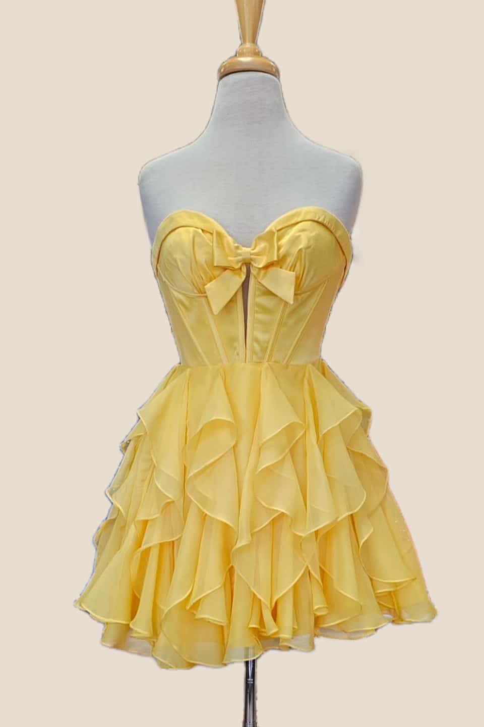 Fuchsia Sweetheart A-line Short Chiffon Ruffle Dress