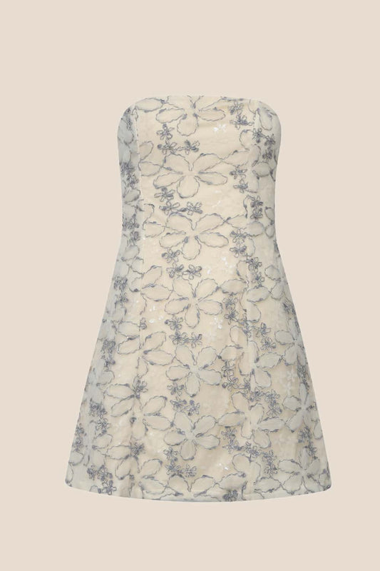 Floral Strapless A-line Short Dress