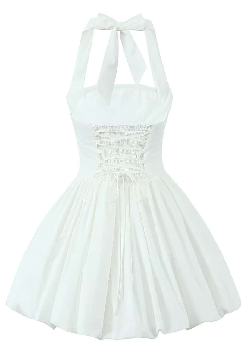 Halter Black A-line Short Bubble Dress