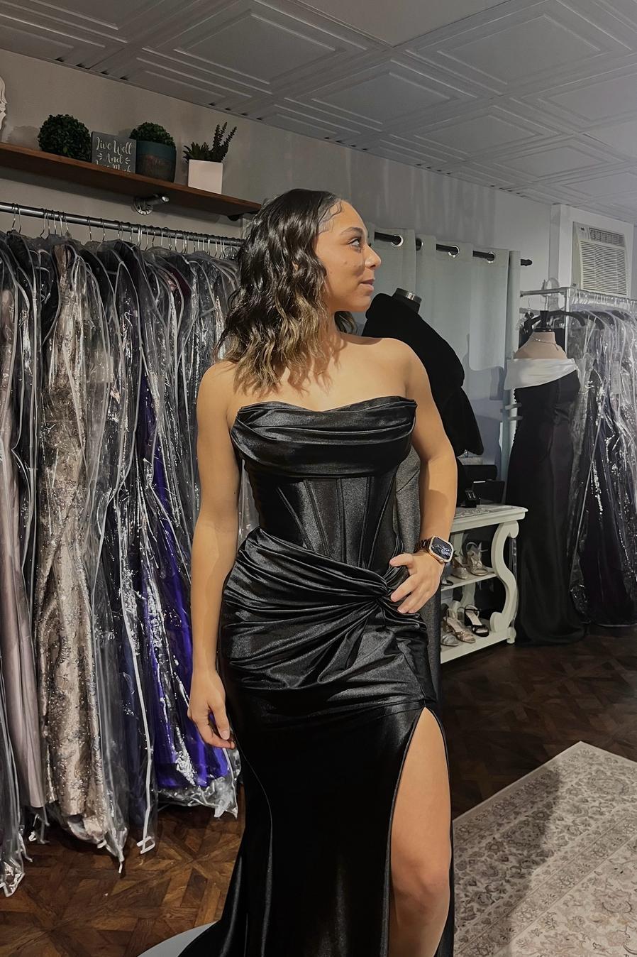 Green Ruched Strapless Mermaid Long Prom Dress