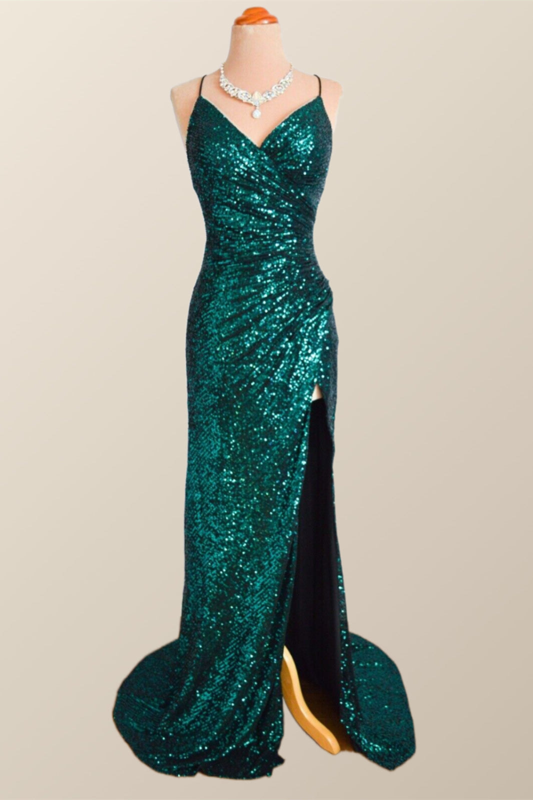 Green Sequin Mermaid Long Party Dress
