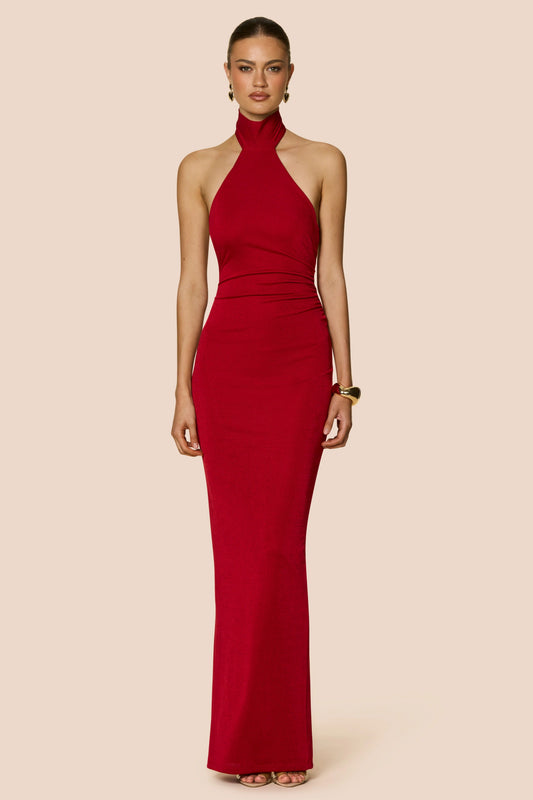 Nookie Crush Halter Gown - Red