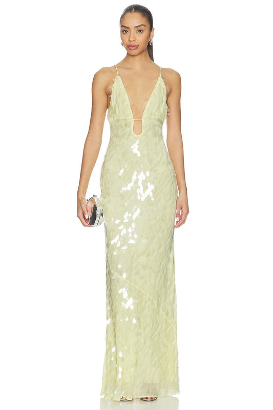 Misha Sapphire Sequin Maxi Dress - Lemon